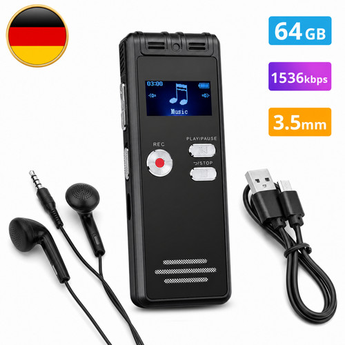 Diktiergeraet digital 64gb - diktiergeraet,